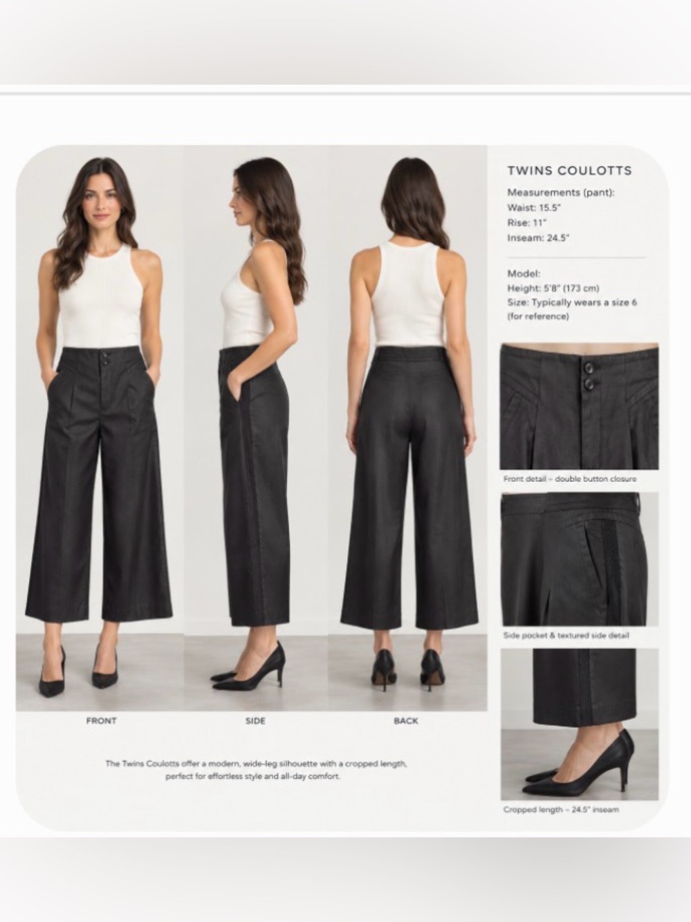 Twins Black Wide-Leg Women's Dress Pants M